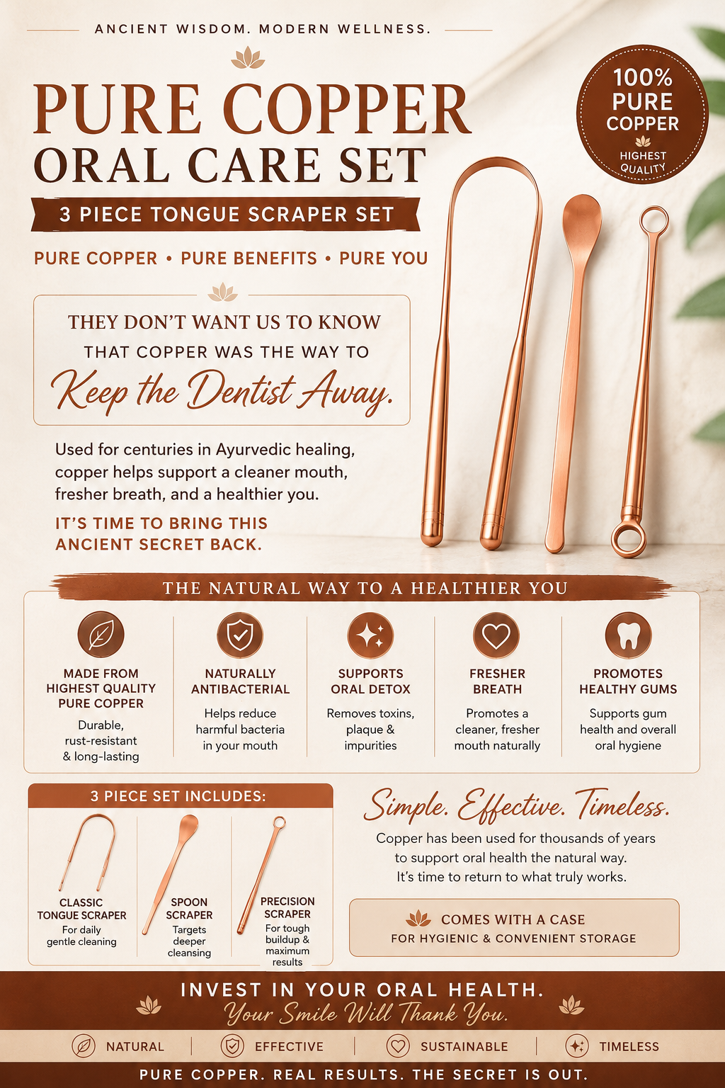 The Healing Village 21  Pure Copper Oral Renewal Set