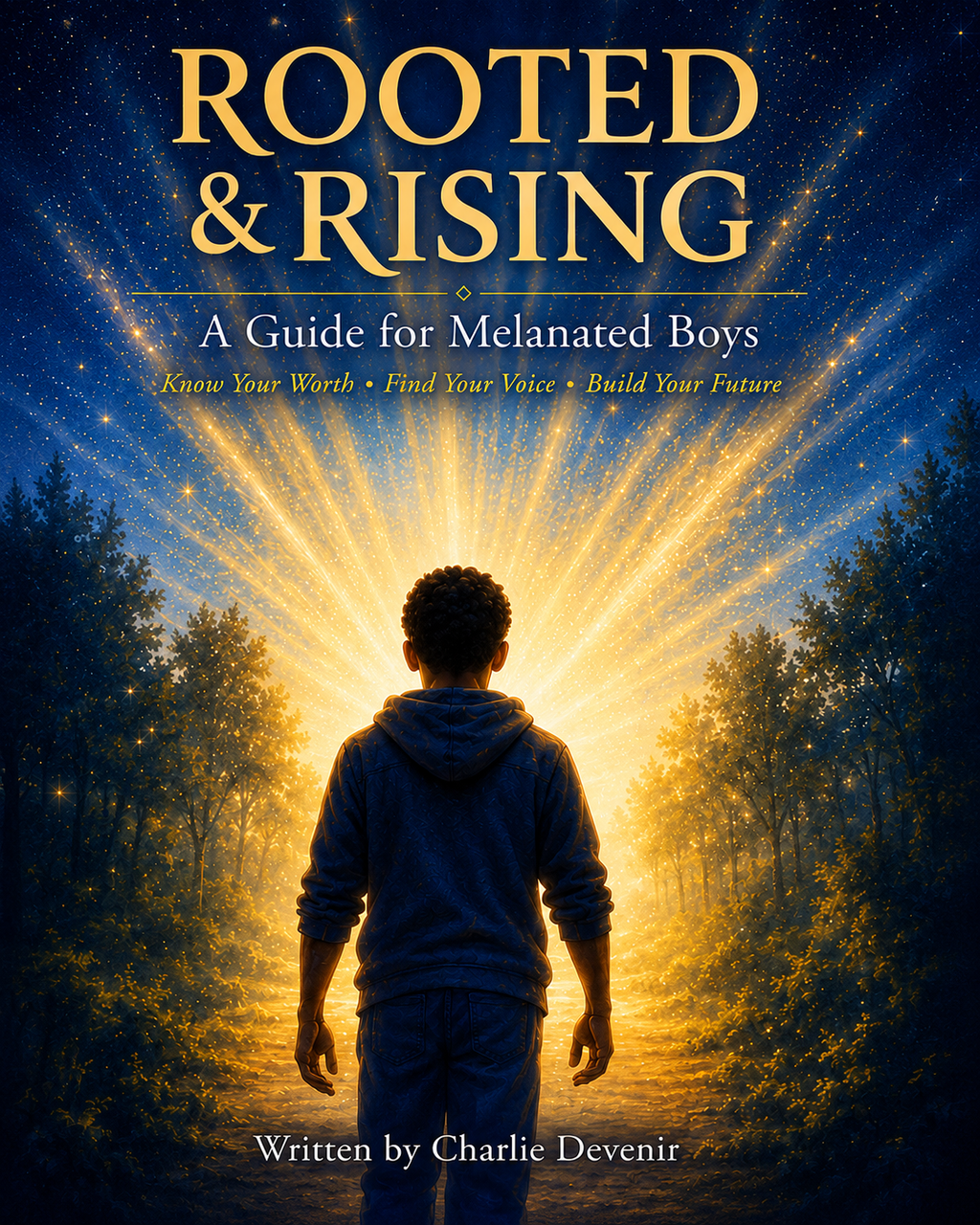ROOTED & RISING: A Guide for Melanated Boys Know Your Worth, Find Your Voice, Build Your Future by Charlie Devenir (Author)  Format: Paperback